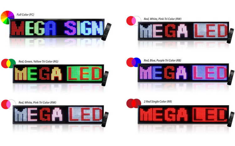 Prgrammable LED Scrolling Sign Colors